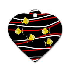 Five Yellow Fish Dog Tag Heart (one Side)