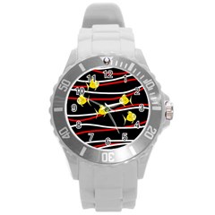 Five Yellow Fish Round Plastic Sport Watch (l)