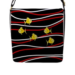 Five Yellow Fish Flap Messenger Bag (l)  by Valentinaart