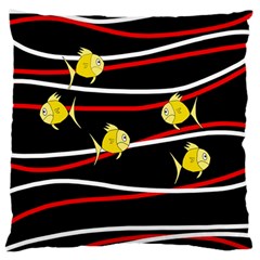 Five Yellow Fish Standard Flano Cushion Case (one Side)