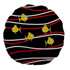 Five Yellow Fish Large 18  Premium Flano Round Cushions