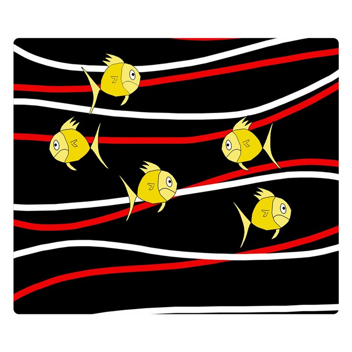 Five yellow fish Double Sided Flano Blanket (Small) 