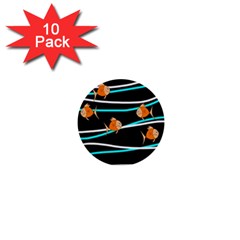 Five Orange Fish 1  Mini Buttons (10 Pack)  by Valentinaart