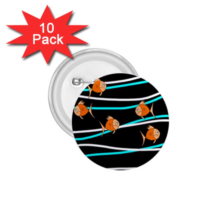 Five orange fish 1.75  Buttons (10 pack)