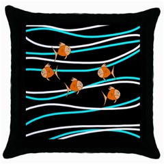 Five Orange Fish Throw Pillow Case (black) by Valentinaart