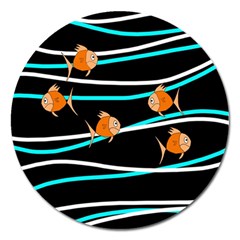 Five Orange Fish Magnet 5  (round) by Valentinaart