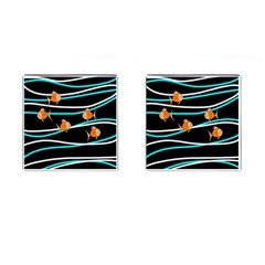 Five Orange Fish Cufflinks (square) by Valentinaart