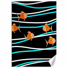 Five Orange Fish Canvas 12  X 18   by Valentinaart