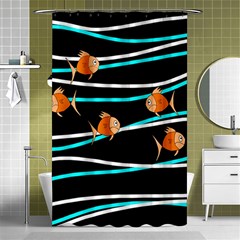 Five Orange Fish Shower Curtain 48  X 72  (small)  by Valentinaart