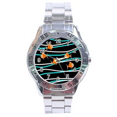 Five Orange Fish Stainless Steel Analogue Watch by Valentinaart