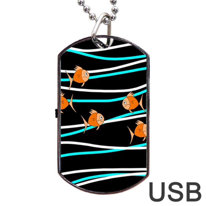 Five orange fish Dog Tag USB Flash (One Side)