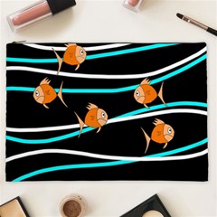 Five Orange Fish Cosmetic Bag (xxl)  by Valentinaart