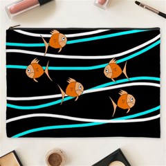 Five Orange Fish Cosmetic Bag (xxxl)  by Valentinaart