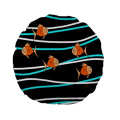 Five Orange Fish Standard 15  Premium Round Cushions by Valentinaart