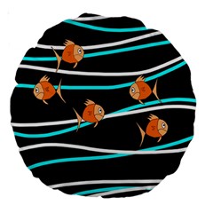 Five Orange Fish Large 18  Premium Round Cushions by Valentinaart