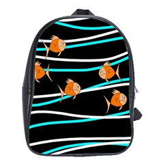 Five Orange Fish School Bags (xl)  by Valentinaart