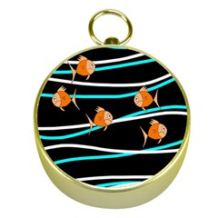 Five Orange Fish Gold Compasses by Valentinaart