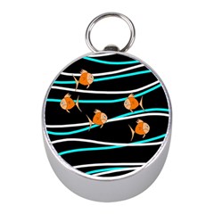 Five Orange Fish Mini Silver Compasses by Valentinaart