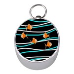 Five orange fish Mini Silver Compasses Front