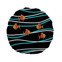 Five Orange Fish Standard 15  Premium Flano Round Cushions by Valentinaart