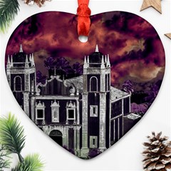 Fantasy Tropical Cityscape Aerial View Ornament (heart) 