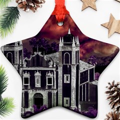 Fantasy Tropical Cityscape Aerial View Ornament (star) 