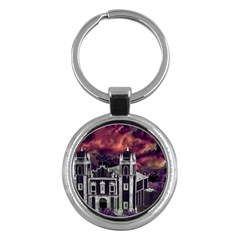 Fantasy Tropical Cityscape Aerial View Key Chains (round)  by dflcprints