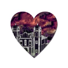 Fantasy Tropical Cityscape Aerial View Heart Magnet by dflcprints