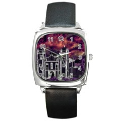 Fantasy Tropical Cityscape Aerial View Square Metal Watch by dflcprints