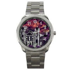 Fantasy Tropical Cityscape Aerial View Sport Metal Watch by dflcprints