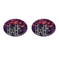 Fantasy Tropical Cityscape Aerial View Cufflinks (oval) by dflcprints