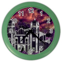 Fantasy Tropical Cityscape Aerial View Color Wall Clocks