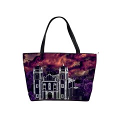 Fantasy Tropical Cityscape Aerial View Shoulder Handbags by dflcprints