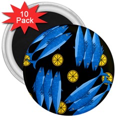 Mackerel Meal 3  Magnets (10 Pack)  by Valentinaart