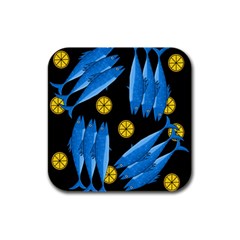 Mackerel Meal Rubber Square Coaster (4 Pack)  by Valentinaart