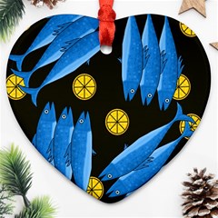 Mackerel Meal Heart Ornament (2 Sides) by Valentinaart