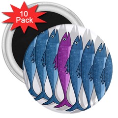 Mackerel Miltary 3  Magnets (10 Pack) 