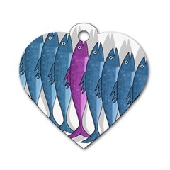 Mackerel Miltary Dog Tag Heart (one Side) by Valentinaart