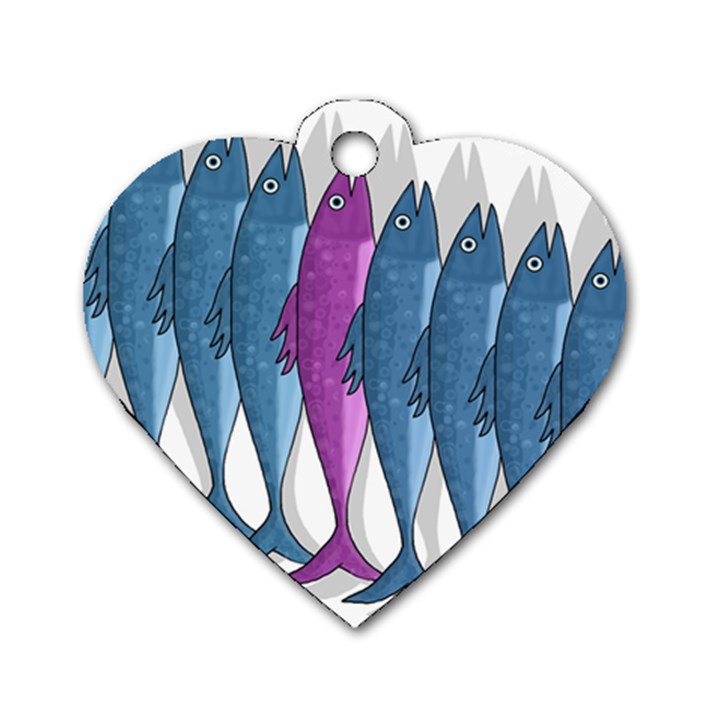 Mackerel miltary Dog Tag Heart (Two Sides)