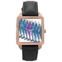 Mackerel Miltary Rose Gold Leather Watch  by Valentinaart