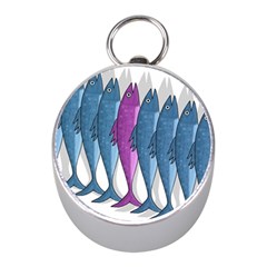 Mackerel Miltary Mini Silver Compasses