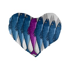 Mackerel Miltary Standard 16  Premium Flano Heart Shape Cushions by Valentinaart