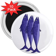 Mackerel  - Purple 3  Magnets (10 Pack)  by Valentinaart