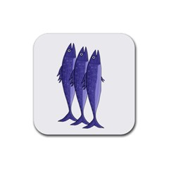 Mackerel  - Purple Rubber Coaster (square)  by Valentinaart