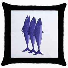 Mackerel  - Purple Throw Pillow Case (black)