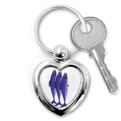 Mackerel  - Purple Key Chains (heart)  by Valentinaart