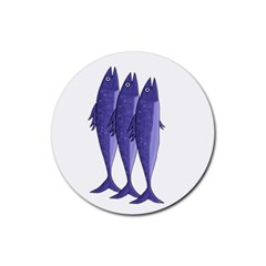 Mackerel  - Purple Rubber Round Coaster (4 Pack) 