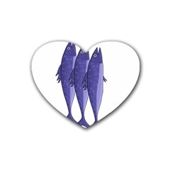 Mackerel  - Purple Rubber Coaster (heart)  by Valentinaart