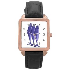 Mackerel  - Purple Rose Gold Leather Watch 