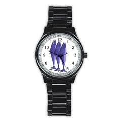 Mackerel  - Purple Stainless Steel Round Watch